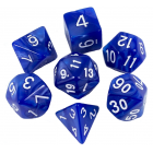 набор из 7 кубиков для ролевых игр (D&D и Pathfinder и др.) (сине-белый, мраморный)