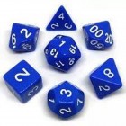 набор из 7 кубиков для ролевых игр (D&D и Pathfinder и др.) (сине-белый)
