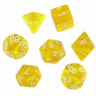 набор из 7 кубиков для ролевых игр (D&D и Pathfinder и др.) (жёлто-белый, полупрозрачный)