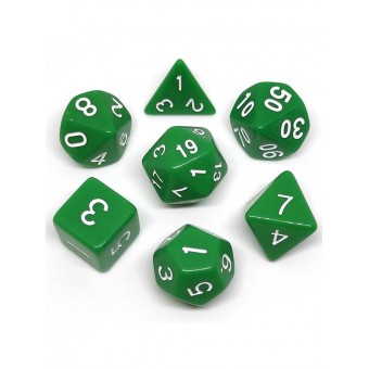 набор из 7 кубиков для ролевых игр (D&D и Pathfinder и др.) (зелёно-белый)