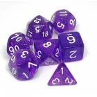 набор из 7 кубиков для ролевых игр (D&D и Pathfinder и др.) (фиолетово-белый)