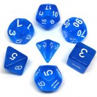 набор из 7 кубиков для ролевых игр (D&D и Pathfinder и др.) (сине-белый, полупрозрачный)