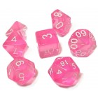 набор из 7 кубиков для ролевых игр (D&D и Pathfinder и др.) (розово-белый, полупрозрачный)
