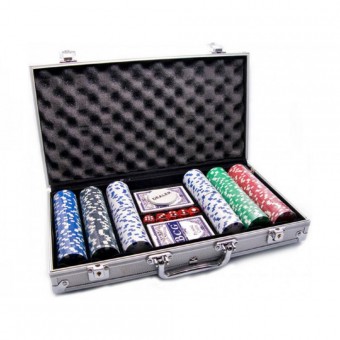 настольная игра Покер на 300 фишек Делюкс (с номиналом) в алюминиевом кейсе