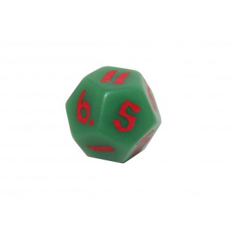 Кубик D12 Классический Рунический (зелёно-красный, глиттер)