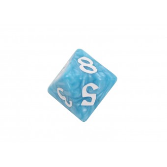 Кубик D8 Классический Рунический (голубо-белый, мраморный)