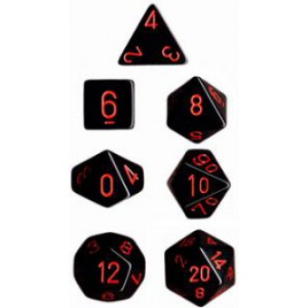 Набор из 7 кубиков для D&D PandaSale: Чёрный (красные цифры)
