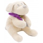 Мягкая игрушка Lapkin Собака 15 см., белая в фиолетовом шарфике