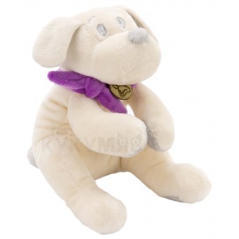 Мягкая игрушка Lapkin Собака 15 см., белая в фиолетовом шарфике