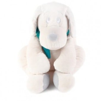 Мягкая игрушка Lapkin Собака 45 см., белый в бирюзовом шарфике
