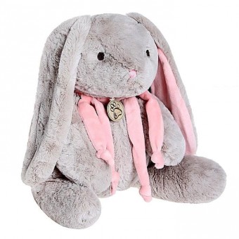 Мягкая игрушка Lapkin Кролик 45 см., серый в розовом шарфике