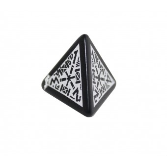Кубик D4 Гномий / Dwarven (чёрно-белый)
