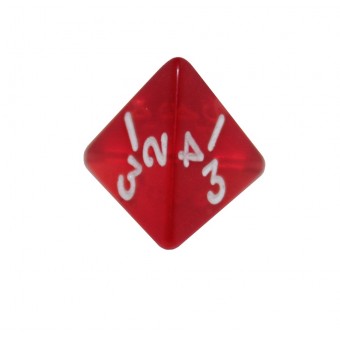 Кубик D4 Глиттер Мини (12 мм.) (мраморный, красно-белый)