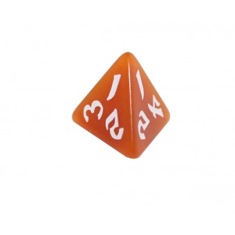 Кубик D4 Классический Рунический (оранжево-белый, глиттер)