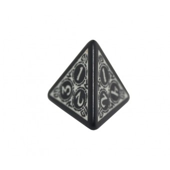 Кубик D4 Викинги (чёрно-белый)