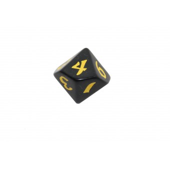 Кубик D10 Классический Рунический (чёрно-жёлтый)