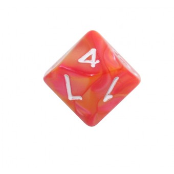 Кубик D10 Опак Мраморный (красно-оранжево-белый)