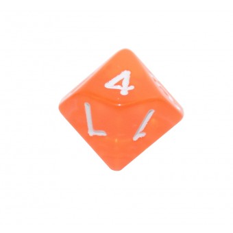 Кубик D10 Глиттер (оранжево-белый, прозрачный)