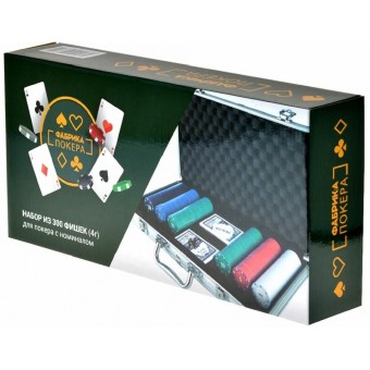 покерный набор Фабрика Покера на 300 фишек с номиналом в алюминиевой кейсе